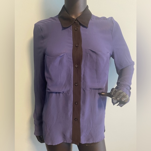BCBGeneration black detailed sheer purple blouse - Picture 1 of 3